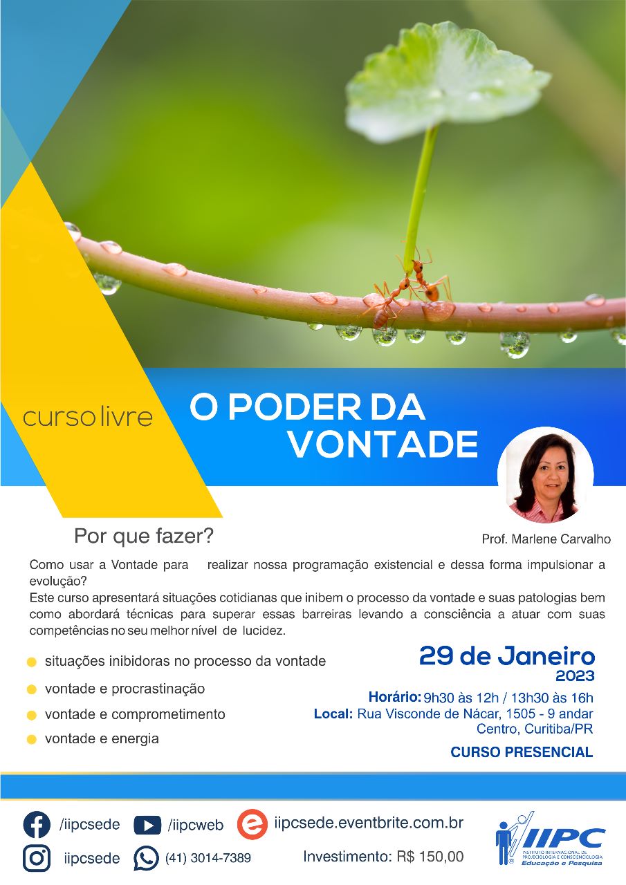 Curso Livre O Poder Da Vontade H Brido Presencial E Online